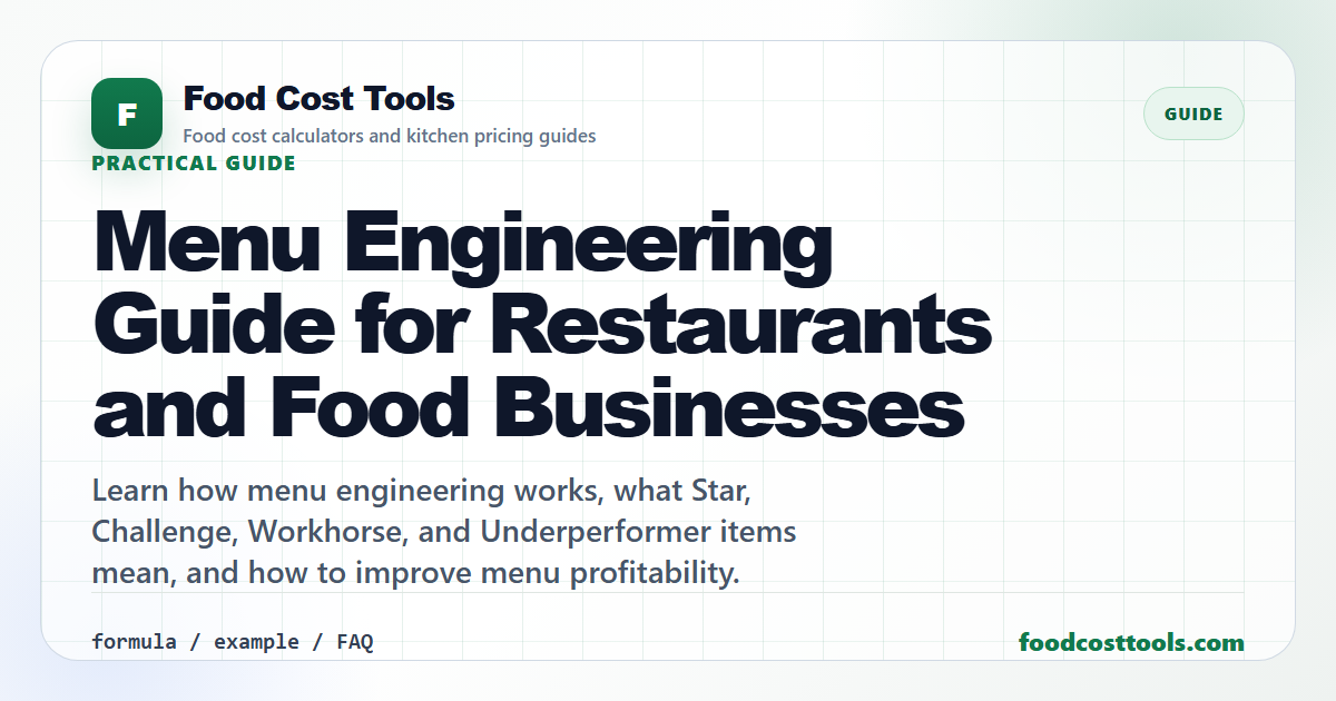 Menu Engineering Guide | Food Cost Tools